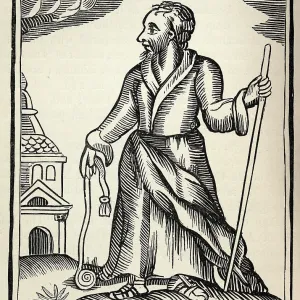 The Wandering Jew, or the Shoemaker of Jerusalem, Vintage woodcut illustration