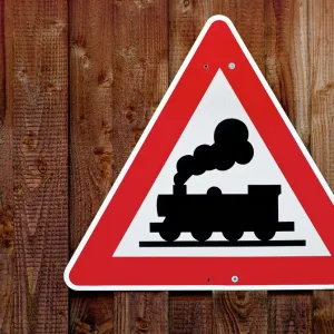 Warning sign, rail traffic