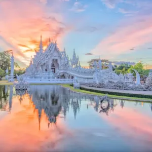 Wat Rong Khun or white temple in Chiang Rai, Thailand