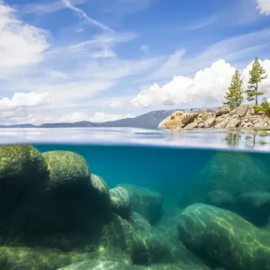 Water level view of Lake Tahoe from Sand Harbor, Nevada, USA Water level view of Lake Tahoe from Sand Harbor, Nevada, USA