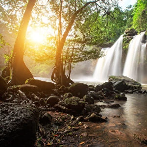 Waterfall cave, Haewsuwat waterfall at Khao Yai National Park, Thailand