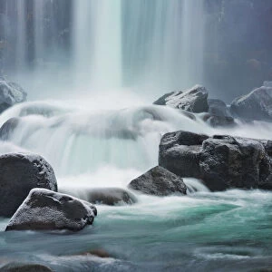 Waterfall of cold clear flowing water