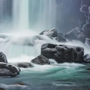 Waterfall of cold clear flowing water