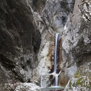 Waterfall in Heckenbachklamm gorge, Kochel am See, Upper Bavaria, Bavaria, Germany