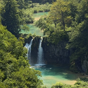 Waterfall between two lakes