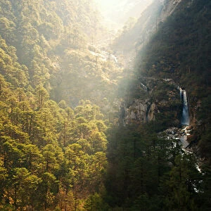 Waterfall beside the road to the north of Sikkim