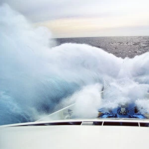 Wave hitting bow of a cruise ship, Drake Passage or Mar de Hoces, Southern Ocean, South Polar Ocean, Antarctica