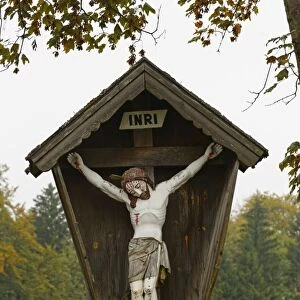 Wayside cross, Samerberg, Chiemgau, Upper Bavaria, Bavaria, Germany