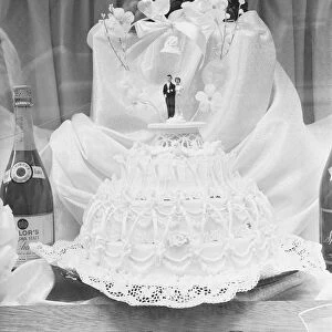 Wedding cake in shop window