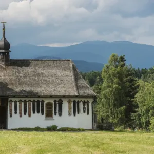 Weissenstein Chapel in front of the mountains, Bayrischer Wald, Regen, Bavaria, Germany