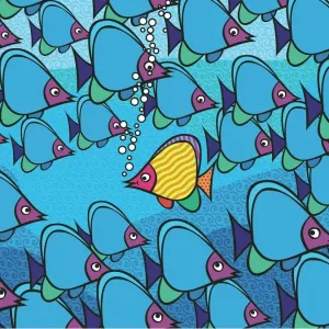 Rebel Fish in a Pop Art Shoal Print Rebel Fish in a Pop Art Shoal Print