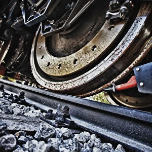 Wheels of a freight train