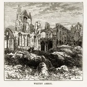 Whitby Abbey in Yorkshire, England Victorian Engraving, Circa 1840 Whitby Abbey in Yorkshire, England Victorian Engraving, Circa 1840