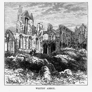 Whitby Abbey in Yorkshire, England Victorian Engraving, Circa 1840 Whitby Abbey in Yorkshire, England Victorian Engraving, Circa 1840