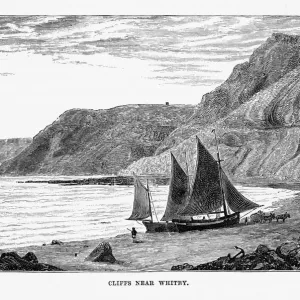 White Cliffs of Whitby Print, a Victorian Engraving from 1840