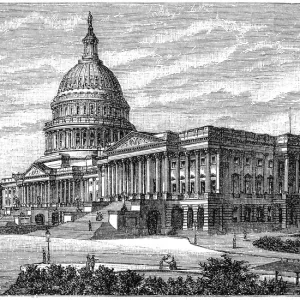 White House and United States Capitol Print White House and United States Capitol Print
