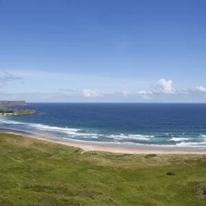 White Park Bay or Whitepark Bay with Portbradden, left, Antrim Coast, County Antrim, Northern Ireland, United Kingdom, Europe