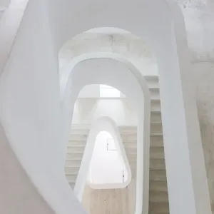 White Spiral Staircase Print, High Angle View