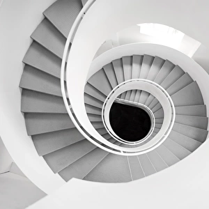 White spiral stairs