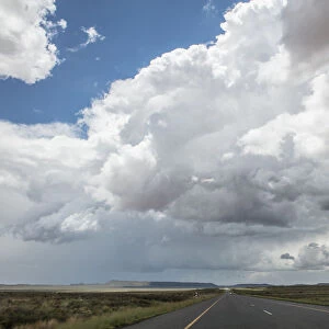 Wide shot of clouds over road, Cape Town, Western Cape, South Africa