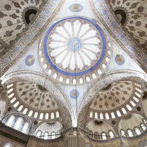 Wideangle view of Blue Mosque ceiling Wideangle view of Blue Mosque ceiling