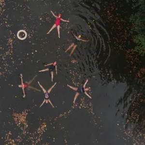 Wild Swimming Womens Group Autumnal Swim Ariel View