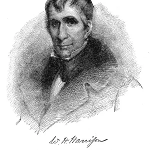 William Henry Harrison - USA President engraving with his signature 1888 William Henry Harrison - USA President engraving with his signature 1888