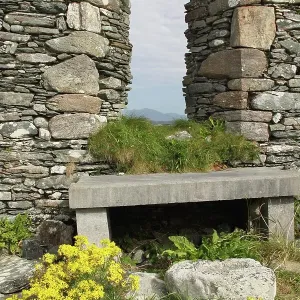 window frame in ruins of st. colman's abbey on inishbofin island off the coast of galway in connacht region window frame in ruins of st. colman's abbey on inishbofin island off the coast of galway in connacht region