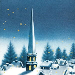 Winter church at night