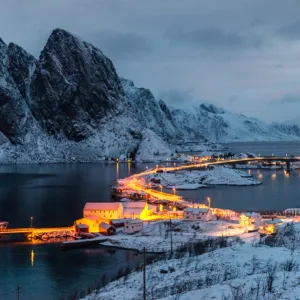 Winter in Olenilsoya in Reine, Lofoten Islands, Norway