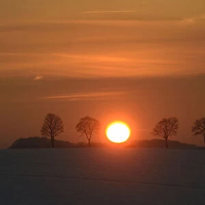 Wintry sunset, Kurten-Spitze, North Rhine-Westphalia, Germany