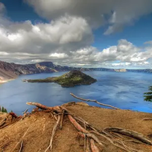Wizard Island in Crater Lake in Central Oregon