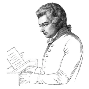Wolfgang Amadeus Mozart portrait playing piano Wolfgang Amadeus Mozart portrait playing piano