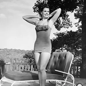 Woman in bathing suit outdoors