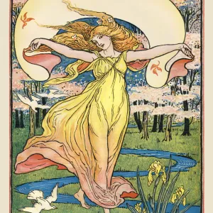 Woman dancing in nature art nouveau 1897