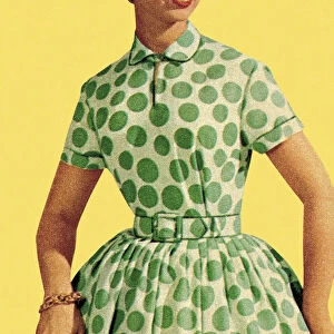 Woman in Green Polka Dot Dress