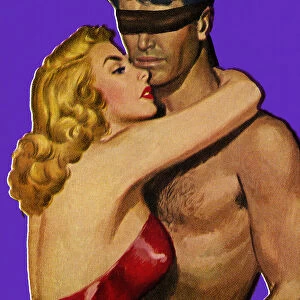 Woman Hugging Blindfolded Man