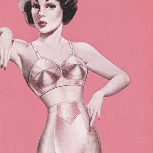 Woman in Pink Undergarments