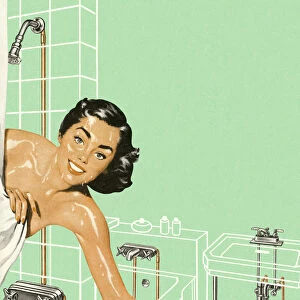 Woman Reaching Out of the Shower