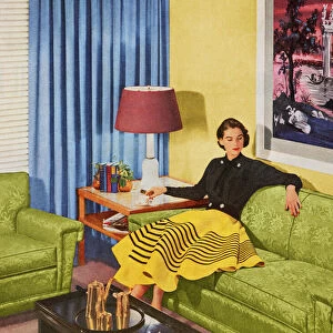 Woman Sitting in a Living Room