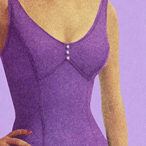 Woman Wearing Purple Bathing Suit
