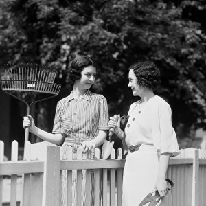 Women chatting over fence