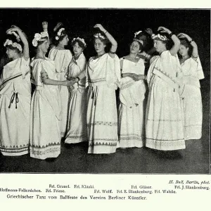 Women performing a classical Greek dance from the ball festival of the Berlin artists association, Vintage photograph