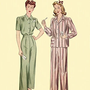 Two Women Wearing Pajamas