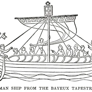 Woodcut Print of Norman Ship from Bayeux Tapestry Woodcut Print of Norman Ship from Bayeux Tapestry