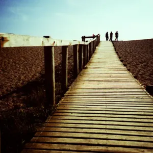 Chesil Beach Wooden Boardwalk Print
