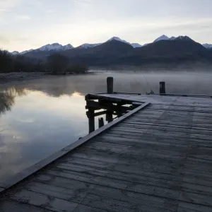 Wooden pier at sunrise on Lake Wakatipu print Wooden pier at sunrise on Lake Wakatipu print