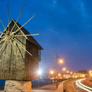 The wooden windmill before Nesebar town entrance The wooden windmill before Nesebar town entrance