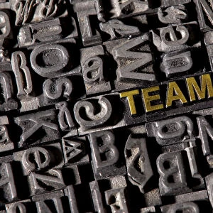 The word team, made of lead type