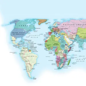 The world in 1900 showing how it was governed by different nations